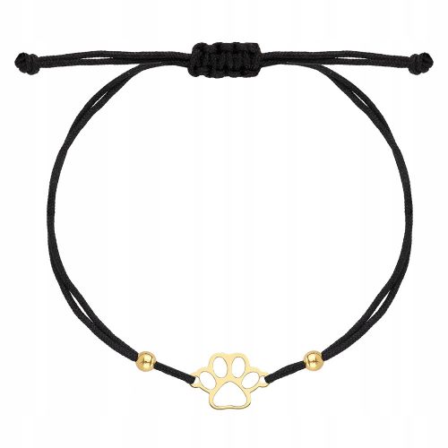  BRACCIALE IN ORO SU CORDA, ZAMPA DI CANE, 585