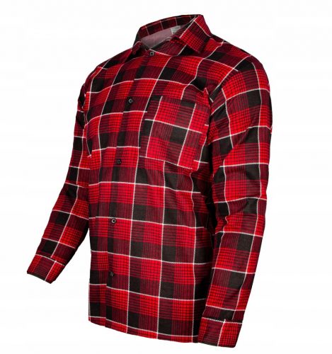 CAMICIA DA LAVORO IN FLANELLA, MANICA LUNGA, ROSSO, L