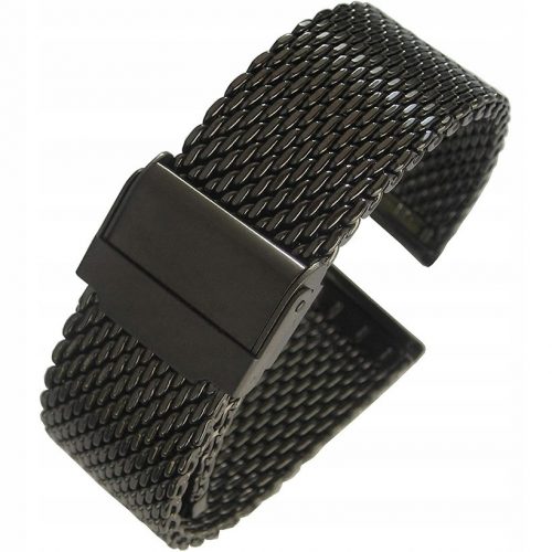  NUOVO BRACCIALE PER OROLOGIO NERO SPESSO 22MM + TELESCOPI + STRUMENTO - PREMIUM