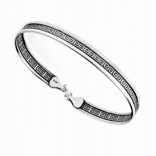  Bracciale in argento, rigido, liscio, modello greca 925