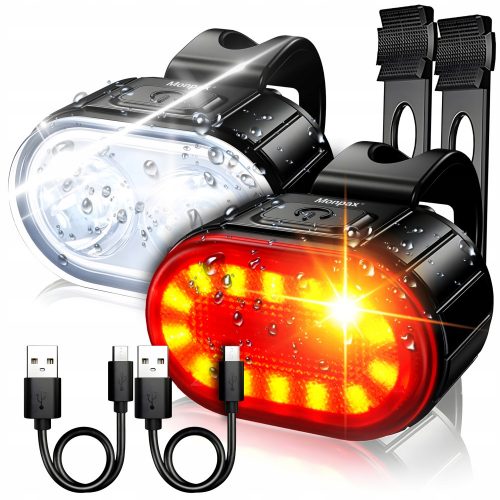  Illuminazione bicicletta Monpax FANALE ANTERIORE POSTERIORE LED IMPERMEABILE Batteria da 800 lm