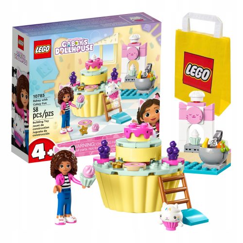  LEGO La casetta del gatto di Gabi 10785 Cuocere una torta con dolcezza + Sacchetto di carta LEGO 6315786 Giallo 24x8x18 cm