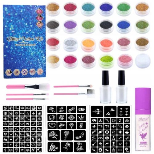  MEGA SET DI TATUAGGI GLITTER REGALO 152 articoli