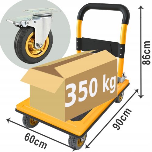 CARRELLO PIATTAFORMA MAGAZZINO CON FRENO - 350 kg