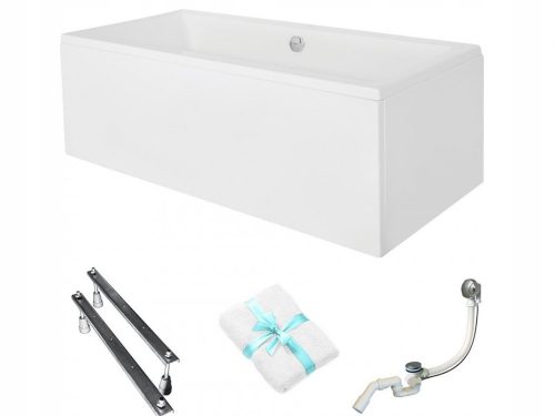 Vasca da bagno Besco Quadro rettangolare in acrilico con scarico centrale, 165 x 75 cm