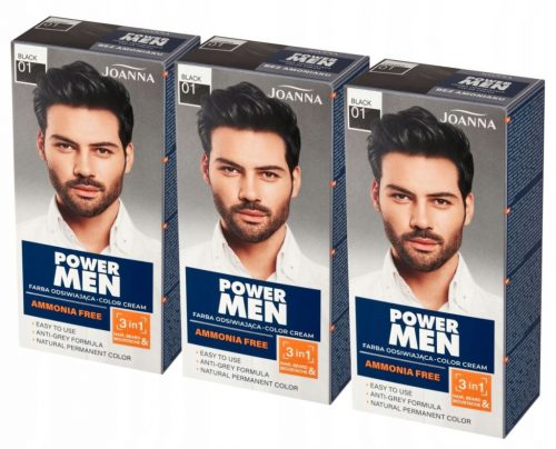  Joanna Power Men Color Cream Tintura per capelli 3in1 01 Nero 100g