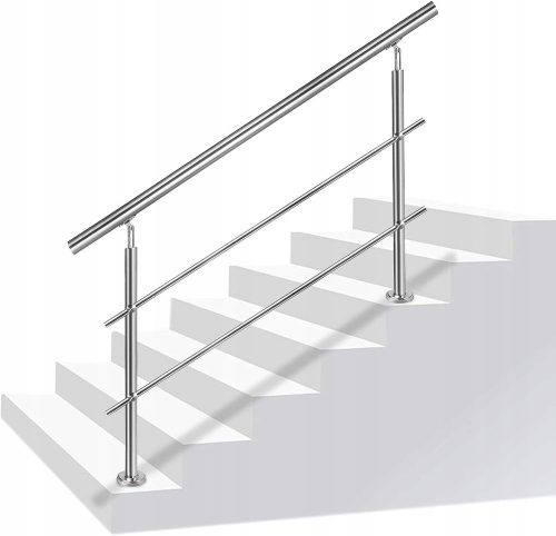 Corrimano in acciaio inox con 2 traverse 120 cm