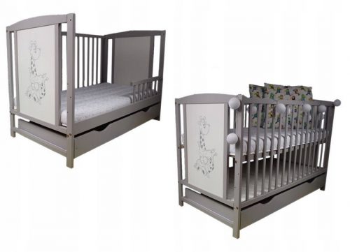  Letto in legno SHOPBABYCOM BRUNO GREY TAPCZANIK 60 x 120 cm tonalità del grigio