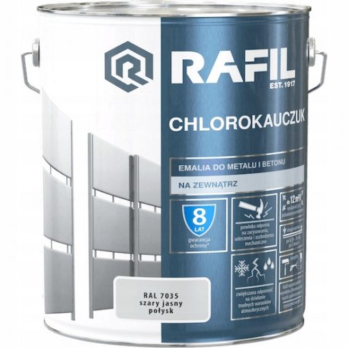 Smalto clorurato Rafil per metallo, 10 l, tonalità grigio e argento, lucido