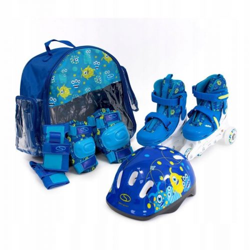  Set di pattini a rotelle SMJ Sport Combo Monster, taglie 30-33, blu