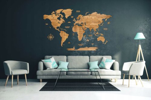 Mappa decorativa in legno 100 cm ROVERE DORATO