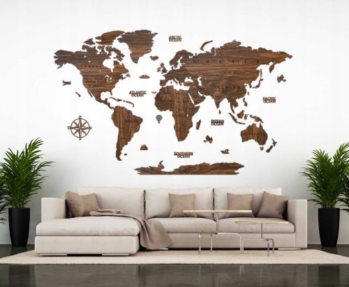 Mappa decorativa in legno 150 cm NOCE SCURO PREMIUM