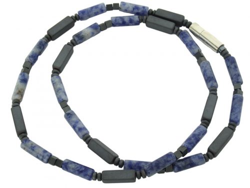  Collana da uomo con pietre naturali, ematite, sodalite