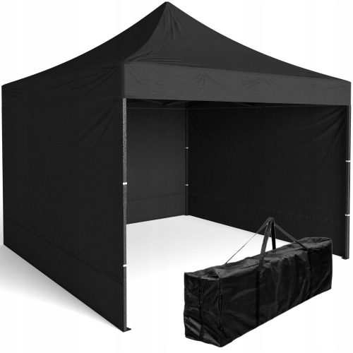 Tenda da giardino, padiglione - Padiglione Gockowiak, 3 pareti, nero, 3 x 3 x 3,1 m