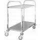 Carrello cameriere, 2 ripiani, acciaio inox, maniglia a profilo quadrato, 750x400x835 mm | TECNICA, Linea Argento