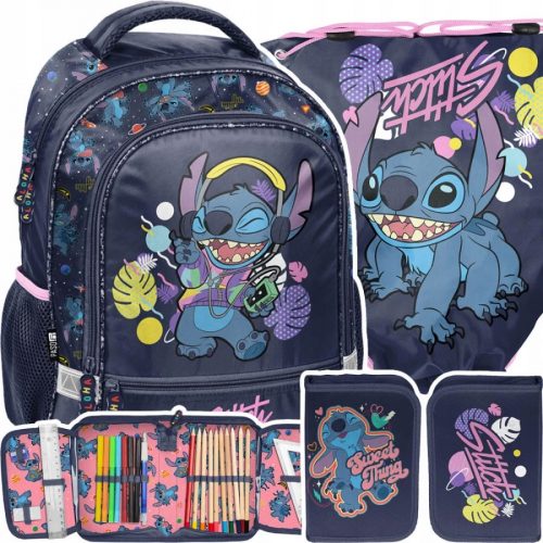  Zaino scuola multiscomparto Lilo e Stitch Paso Sfumature di viola, Sfumature di blu, Multicolor 19 l + 2 altri prodotti