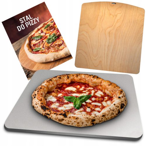 Teglia per pizza BALU 35x40 cm + Pala per pizza in legno BALU marrone 38x35 cm