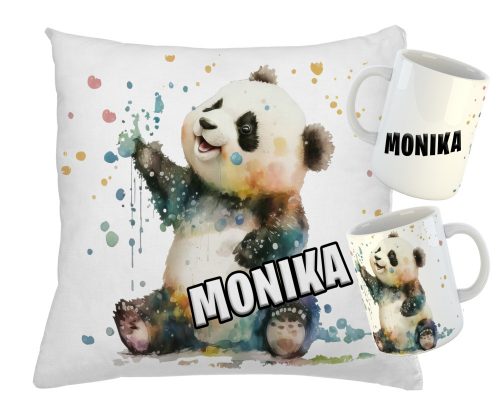 Set TAZZA PANDA + CUSCINO, FANTASIA VARIE + NOME