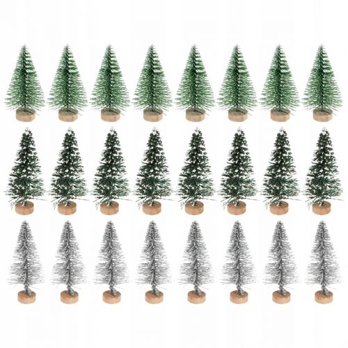  Albero di Natale Mini Piante Artificiali Neve 24 Pz