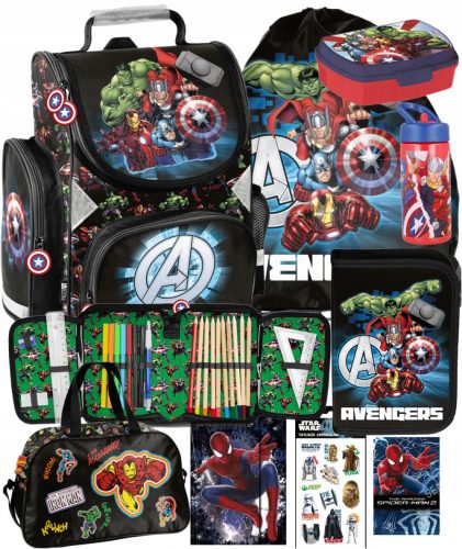  BORSA SCUOLA AVENGERS SCHOOL 9 IN 1 CON FINESTRA BORSA SCUOLA AVENGERS