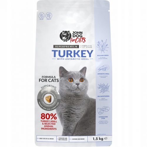  John Dog for Cats cibo secco per gatti tacchino krill 1,5 kg