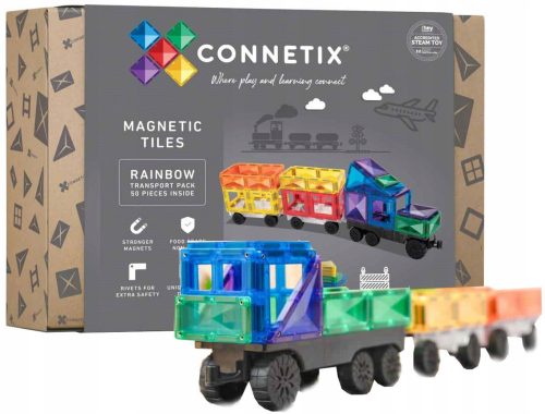  Blocchi magnetici Connetix Connetix Rainbow Transport Blocchi magnetici 50 pezzi 50 pz.