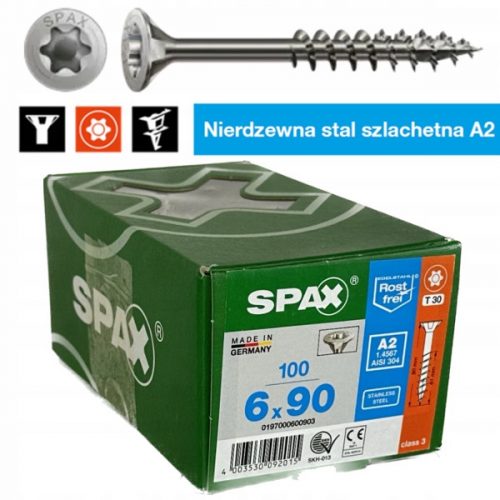 Viti SPAX in acciaio inox 6x90mm T-STAR parte conica