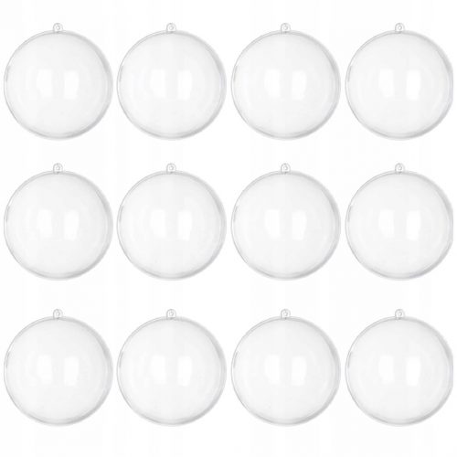  Palline di plastica, trasparenti, 12 cm, 12 pz