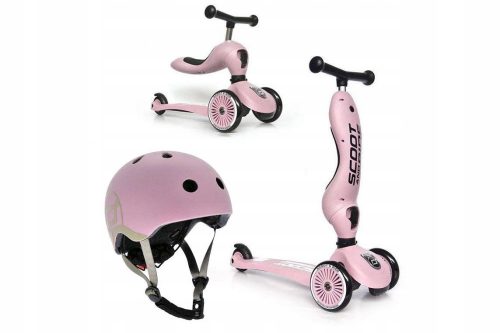  Monopattino a tre ruote Scoot & Ride 96270, rosa + Casco da bicicletta Scoot and Ride 96323, XXS