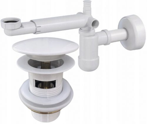 Sifone telescopico per lavabo a parete con tappo click-clack bianco