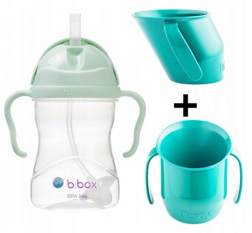  B.Box BB00520 borraccia con cannuccia 240 ml verde + Doidy Cup 000098 tazza verde acqua per imparare a bere