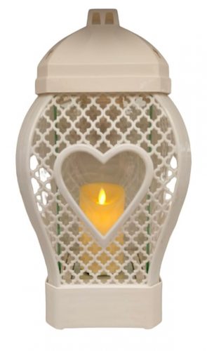  Bellissima candela CUORE RATAN PICCOLO 3D BIANCO inserto LED