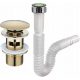 Sifone estensibile per lavabo + piletta click-clack con troppopieno oro