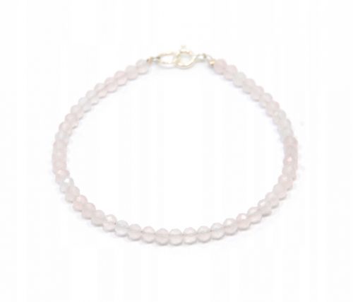  Bracciale in QUARZO ROSA naturale con sfaccettature da 3mm