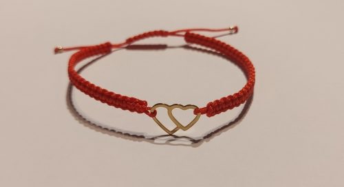  BRACCIALE DUE CUORI ORO FELICITÀ AMICIZIA CELEBRITÀ FILO ROSSO