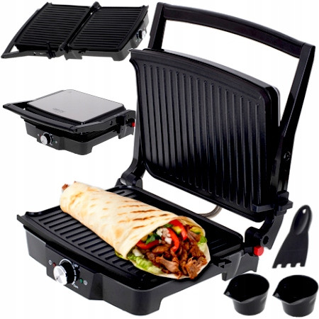  Contact, panini, pieghevole, grill elettrico tradizionale Camry CR 3061 nero 2500 W + Scheda garanzia prodotto