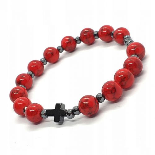  Bracciale ROSARIO in Howlite rossa