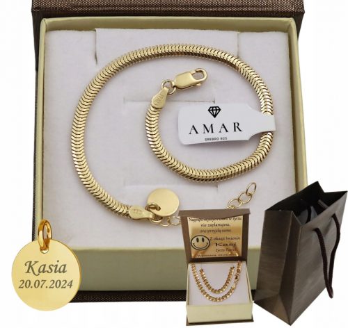  Bracciale Serpente Da Donna In Oro Pieno Con Ciondolo Incisione Pr 925 585