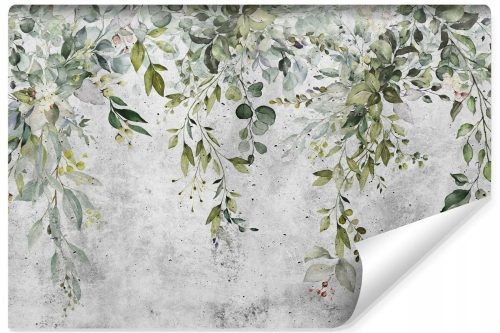 Carta da parati per il soggiorno Delicate LEAVES Concrete Wall Abstraction 368x254