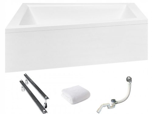 Vasca da bagno asimmetrica in acrilico Besco Intima con scarico centrale, 160 x 90 cm