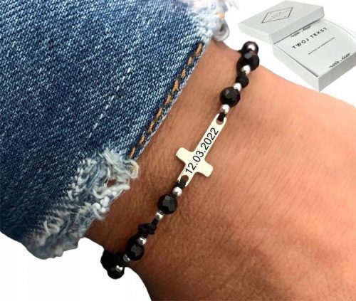  Bracciale decina rosario, incisione in argento