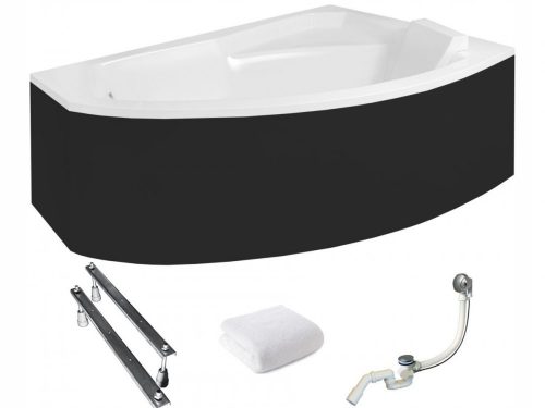 Vasca da bagno asimmetrica Besco Rima in acrilico, scarico laterale, 140 x 90 cm