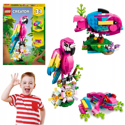  LEGO CREATOR PAPPAGALLO TROPICALE ESOTICO 3in1 FIORI COLORE RANA PESCE