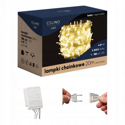  LUCI DI NATALE 188 LED 20m BIANCO CALDO