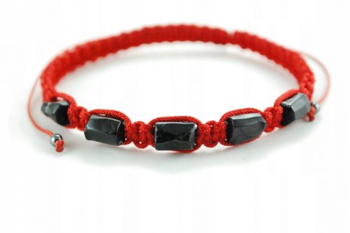  Bracciale felicità filo rosso TORMALINA NERA pietra protettiva macramè