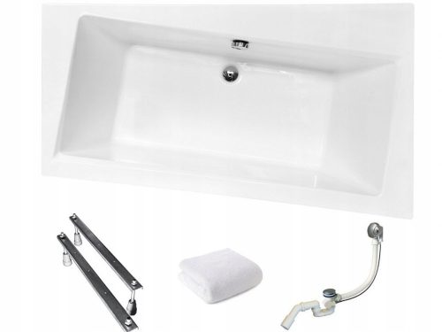 Vasca da bagno angolare Besco Infinity in acrilico, scarico centrale, 170 x 110 cm