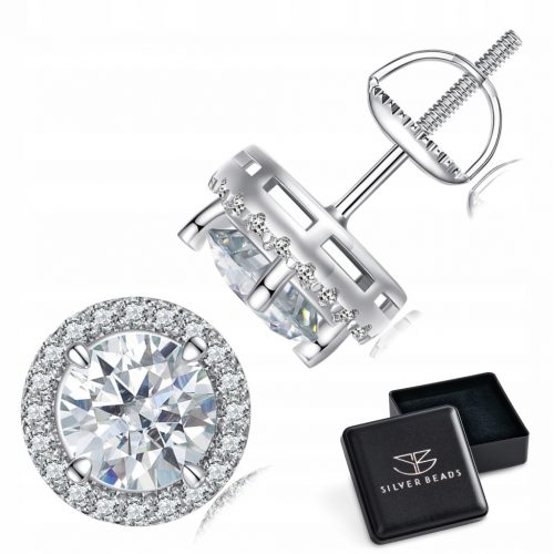  Orecchini Moissanity in argento KM31 Borchie in argento 925 da 1,0 ct