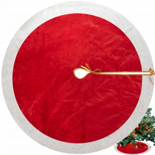  Tappeto per albero di Natale, tappeto rosso, in pelliccia, grande, 90 cm, per regali, cerchio