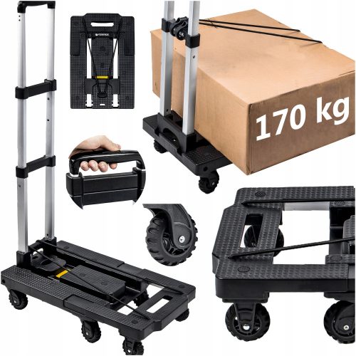 Carrello da trasporto manuale pieghevole, 170 kg, 7 ruote