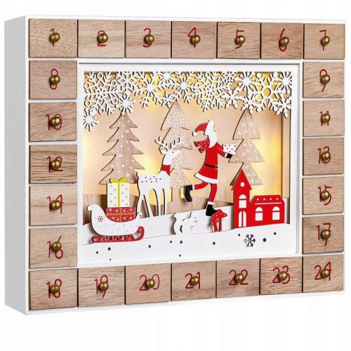  CALENDARIO DELL'AVVENTO IN LEGNO BABBO NATALE LED